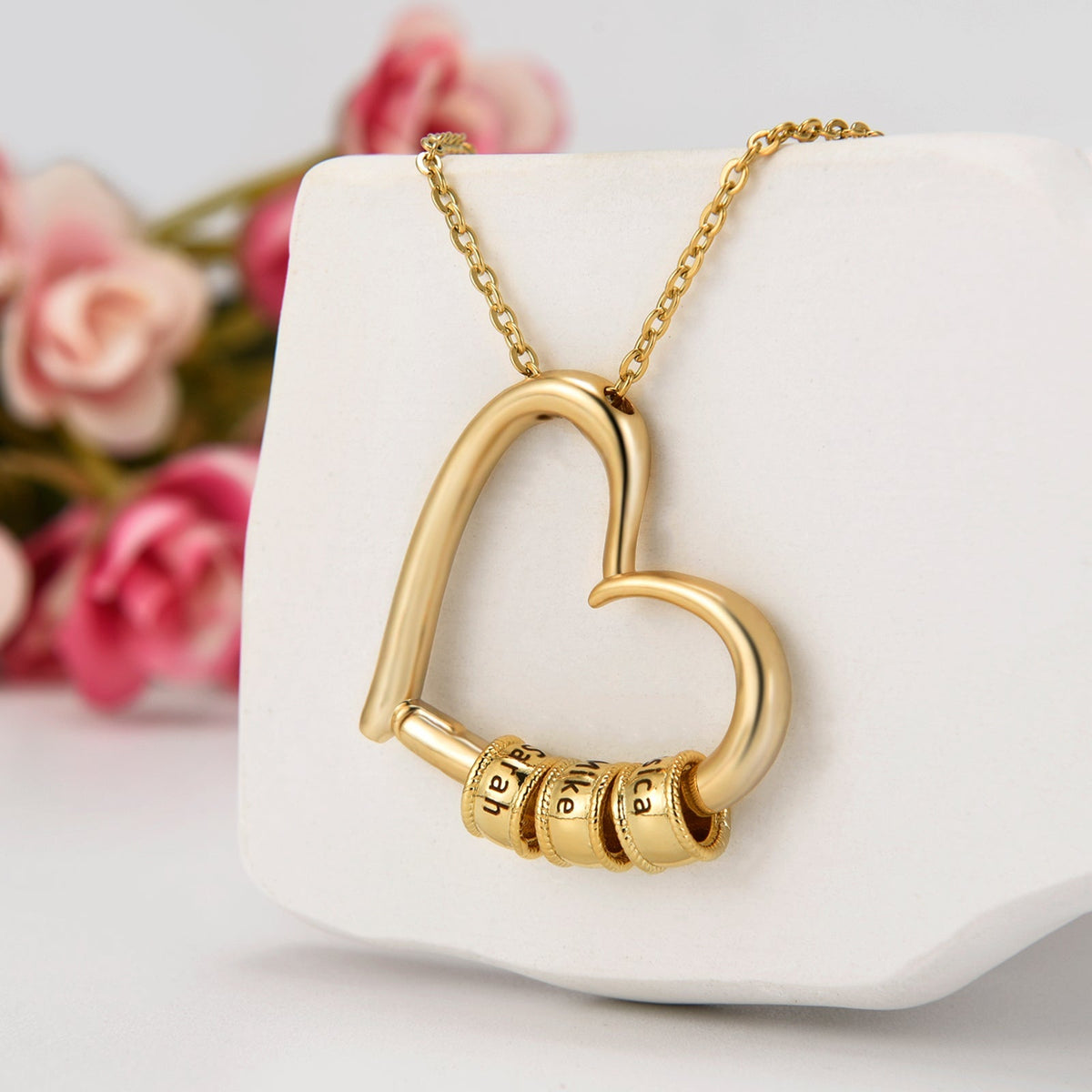 Heart of Our Family – Personalized Necklace with A Dozen Roses Box