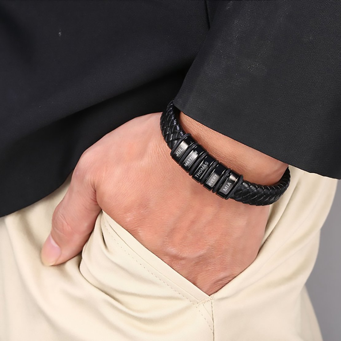 Family Forever - Personalized Leather Style Bracelet Set