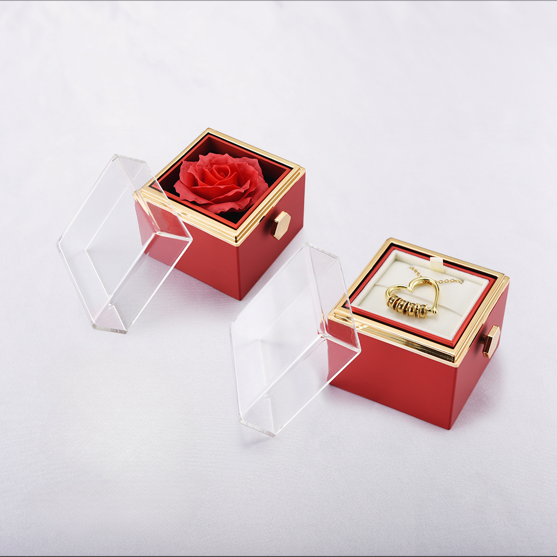"Heart of Our Family" Necklace with Names Engraving & Forever Rose Box