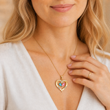 Forever Yours - Birthstone Heart Necklace & Engraved Walnut Box 2