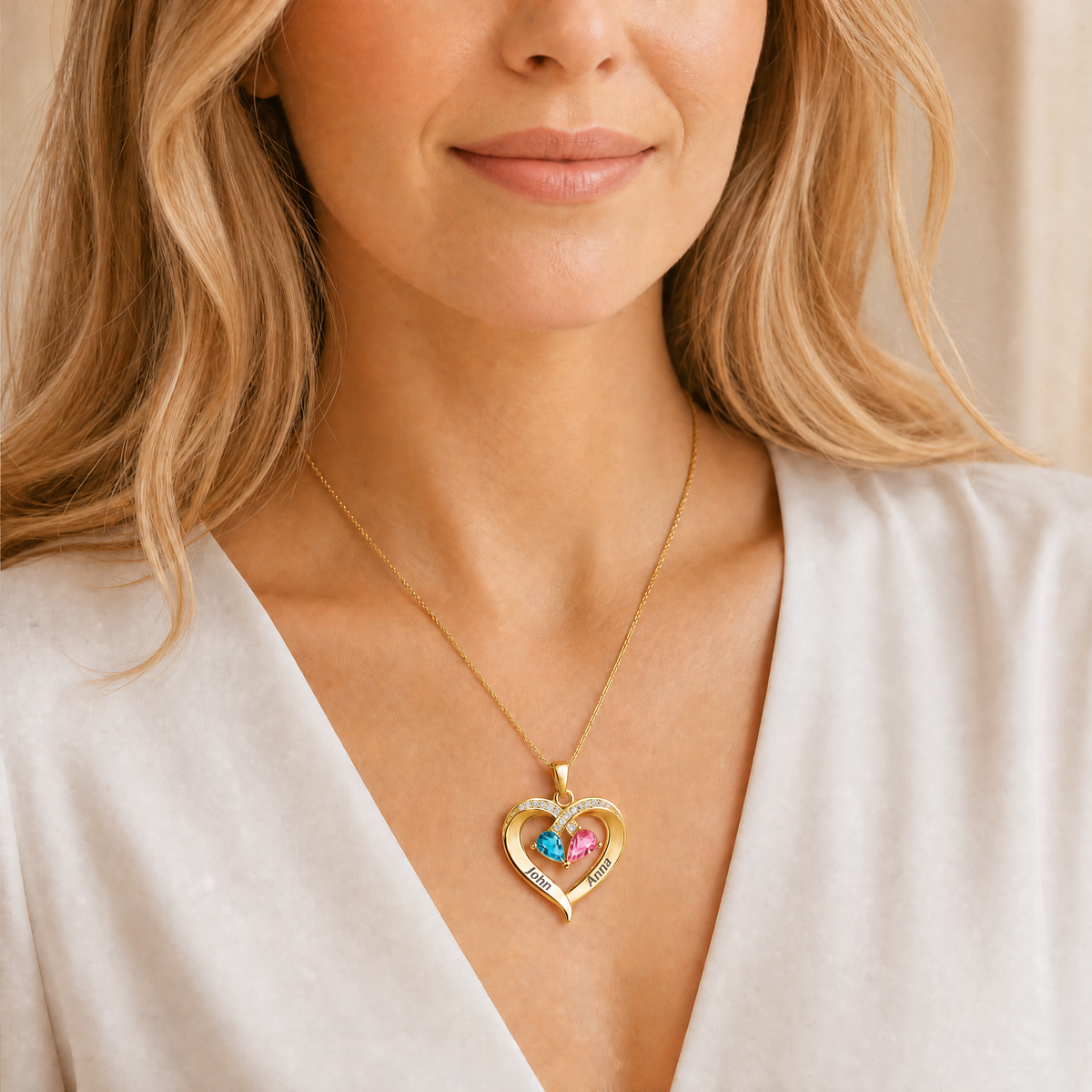 Forever Yours - Birthstone Heart Necklace & Engraved Walnut Box 5
