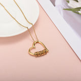 "Heart of Our Family" Necklace with Names Engraving & Forever Rose Box