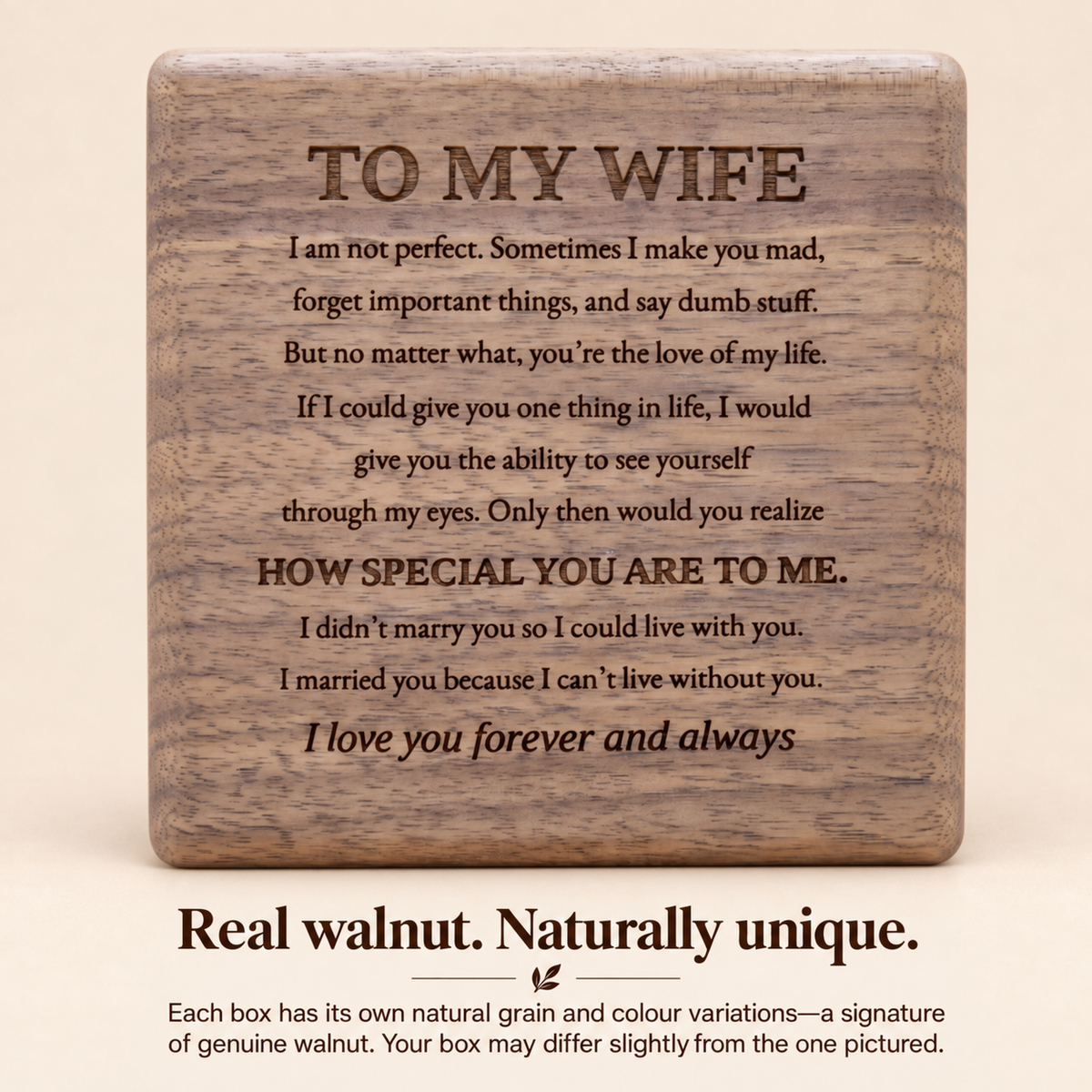 Forever Yours - Birthstone Heart Necklace & Engraved Walnut Box 4