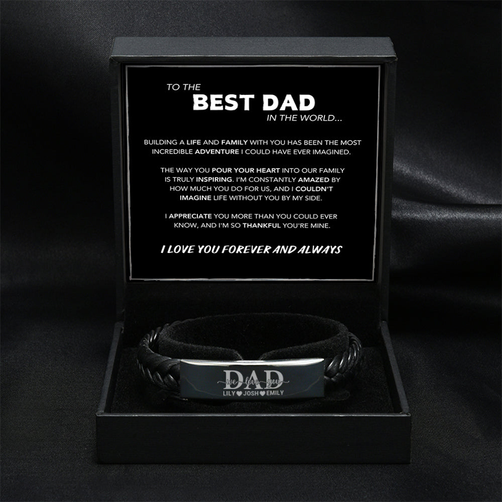 "Dad We Love You" Family Bond Engraved Bracelet Set