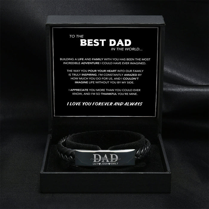 "Dad We Love You" Family Bond Engraved Bracelet Set