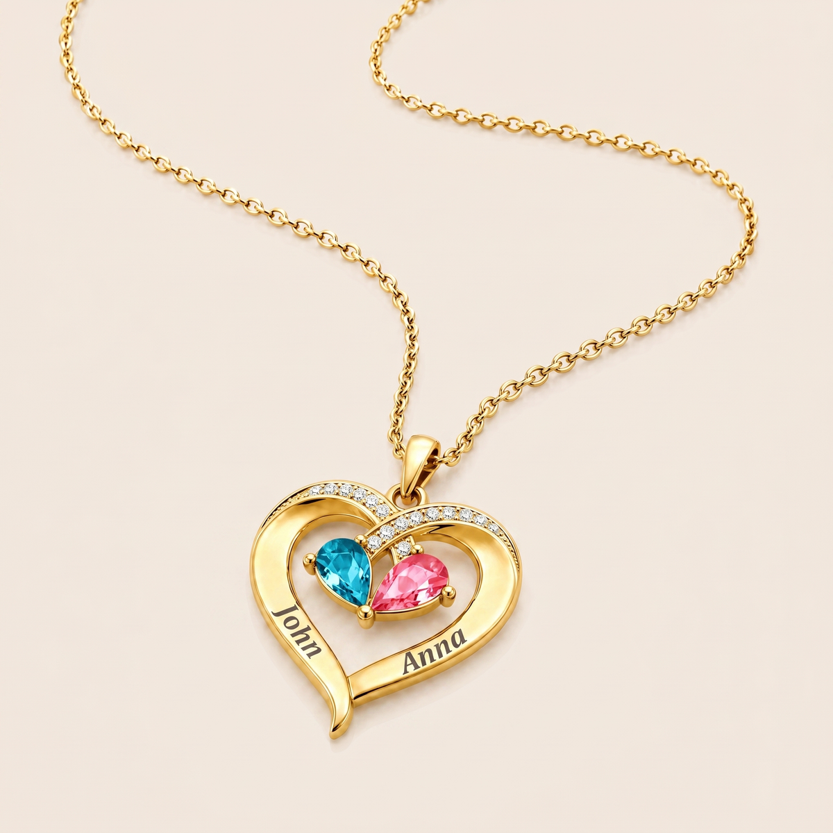 Forever Yours - Birthstone Heart Necklace & Engraved Walnut Box 6