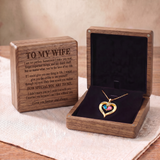 Forever Yours - Birthstone Heart Necklace & Engraved Walnut Box 1