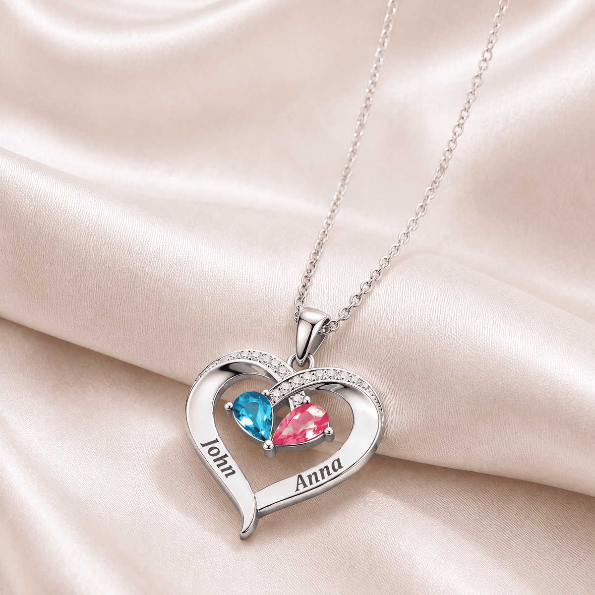 To My Wife – Birthstone Heart Necklace